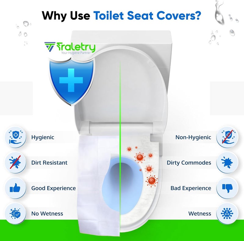 Traletry Toilet Seat Covers Disposable Flushable Travel Pack of 50 2XL-Disposable Toilet Seat Covers-Biodegradable Paper-Kids Men Women Adults Toiletries-Airplane Camping Travel Essentials Accessories - Image 5
